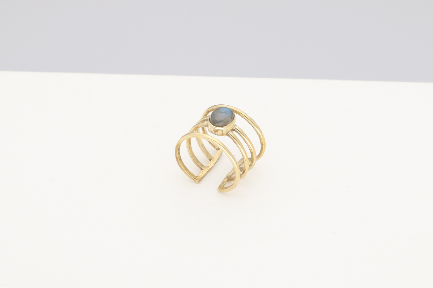 Anillo Tiras Piedra Gris azulado